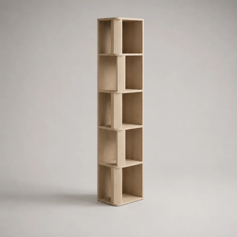 Scaffale da terra verticale a cubi aperti in MDF effetto rovere chiaro 35 cm x 35 cm x 180 cm 5 vani
