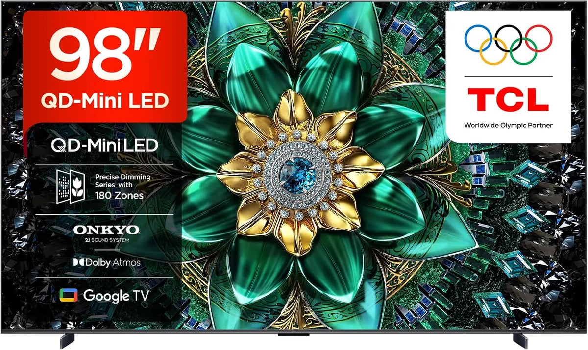 Google 98Q6C Smart TV, 98 pollici, televisore, 4K UHD, HDR, TCL, Smart TV QD‐Mini LED 4K HDR10+ da 98'