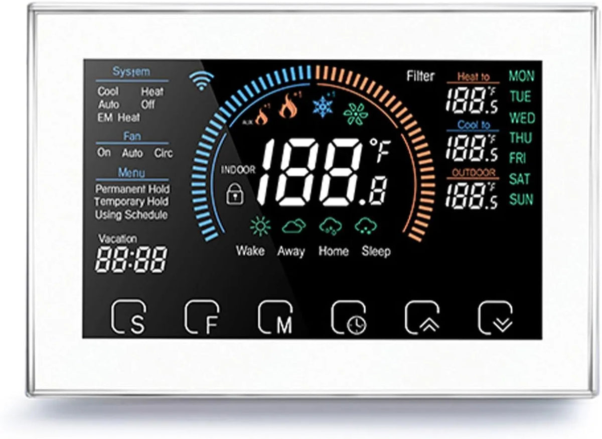 Prodotto Termostato Smart Control Touch con Adattatore a Filo C per Casa, Cuifati Termostato della Pompa di Calore Intelligente, WHITE