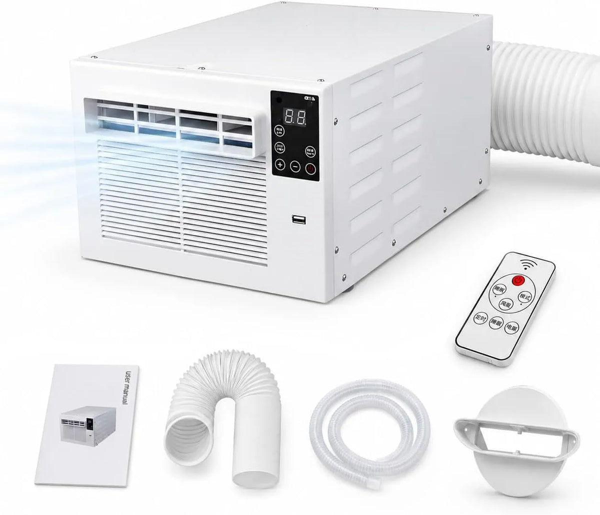 Condizionatore, 750 W, portatile, Camera, Ufficio, Monolocale, Condizionatore Portatile 750W per 4m2 con Tubo di Scarico