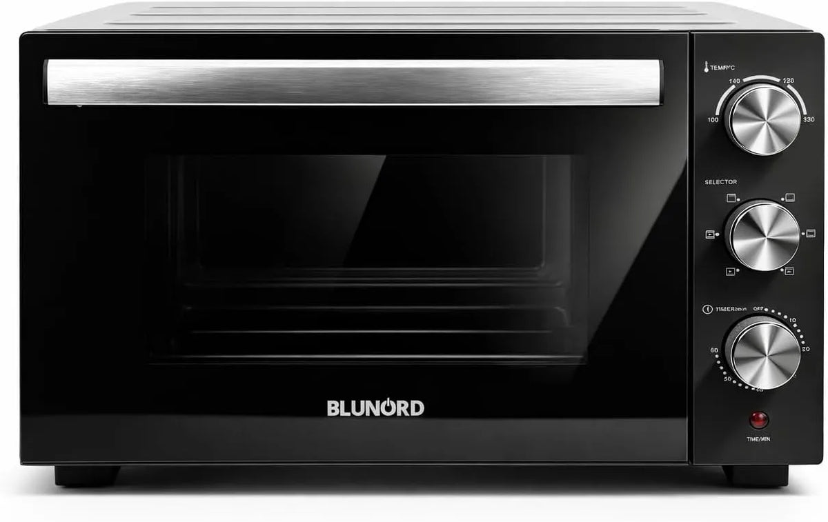 Forno elettrico BLUF63, 63 L, 2200 W, 6 programmi, 90 a 230 °C, timer, 2 zone di temperatura, Timer 60 Min, 6 Funzioni di Cottura, Girarrosto