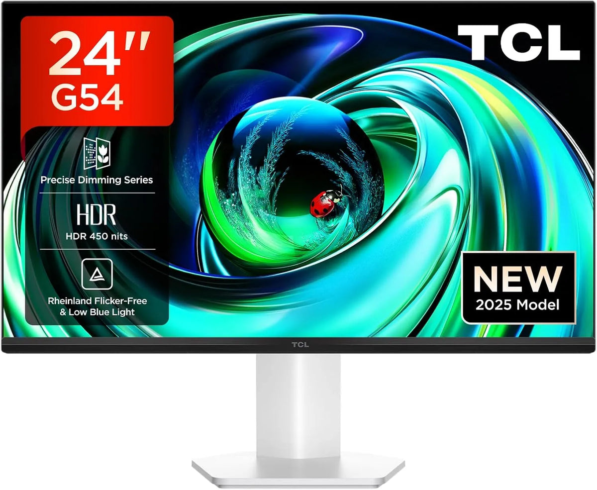 TCL 24G54 Monitor, 24 pollici, 100 Hz, HDR, Full HD, pannello VA, blu, 450 nit, TCL Monitor 24G54 Mini-LED da 24', certificazione TÜV Rheinland
