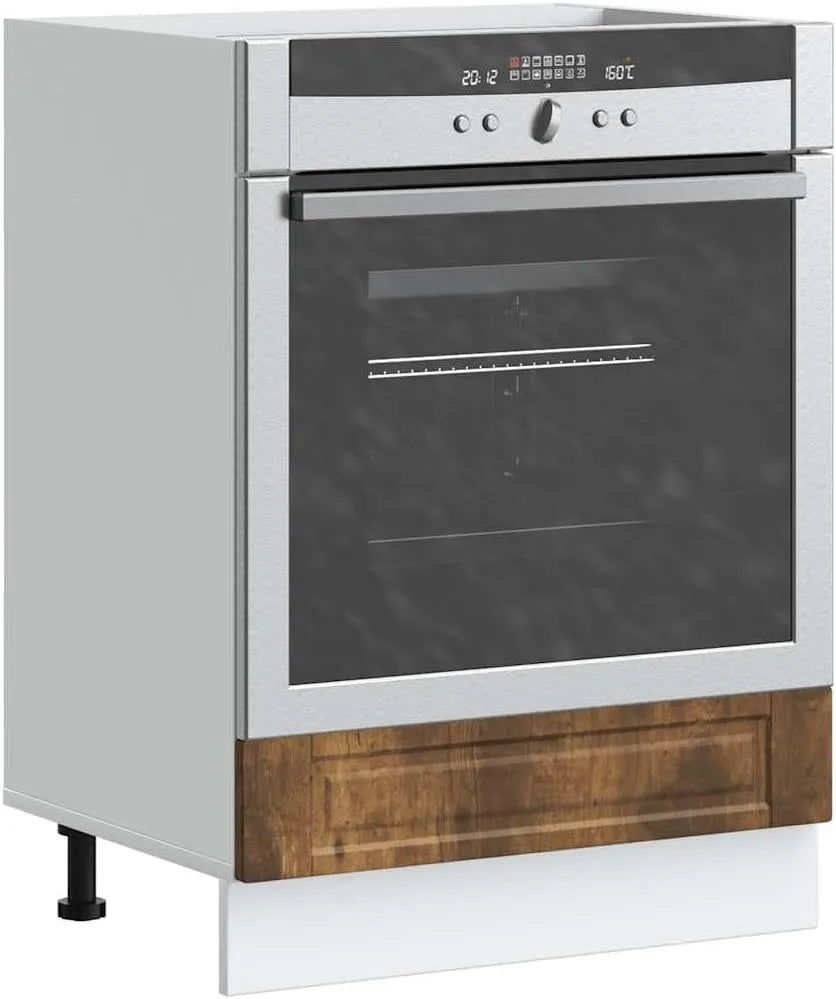 Forno a microonde, 60 x 46 x 81, 5 cm, Porto - Armadietto da cucina in legno di rovere affumicato, con spazio e piedini regolabili, autoportante