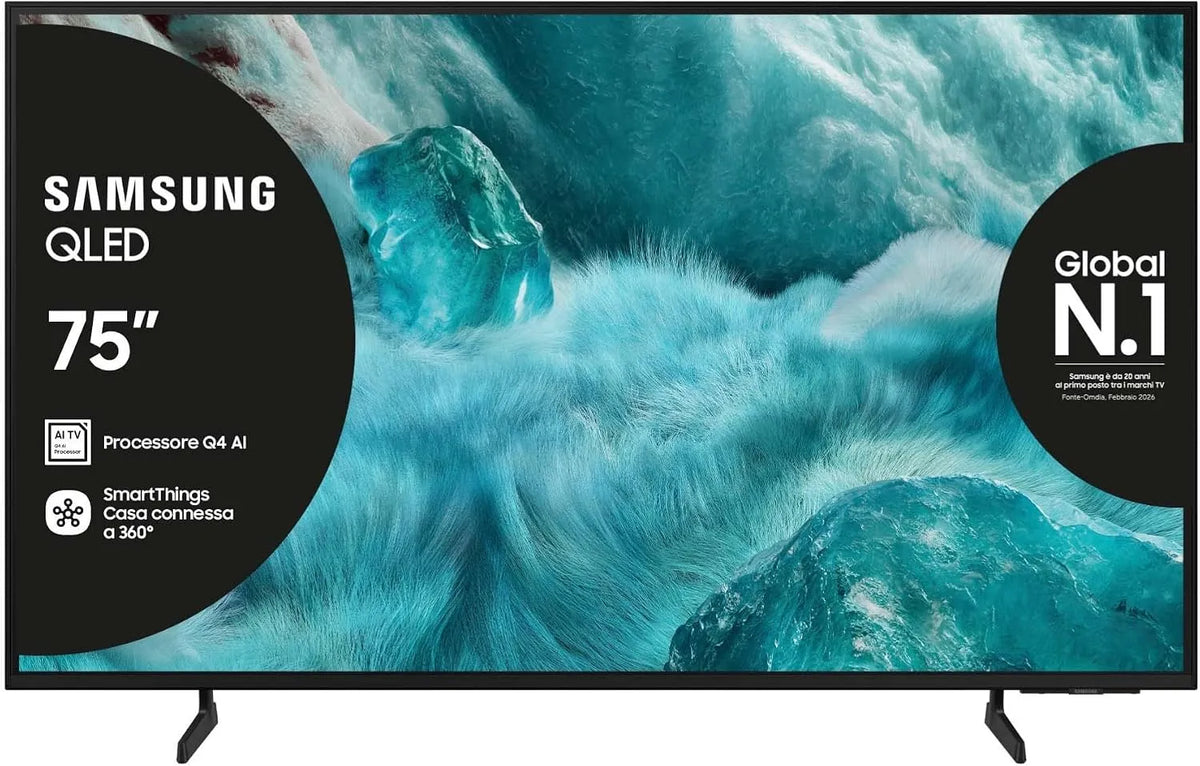 Samsung QE75Q7F4AUXZT Smart TV, televisore, 4K UHD, QLED, tecnologia Quantum Dot, OTS Lite & Adaptive Sound, 100% Volume Colore con Quantum Dot