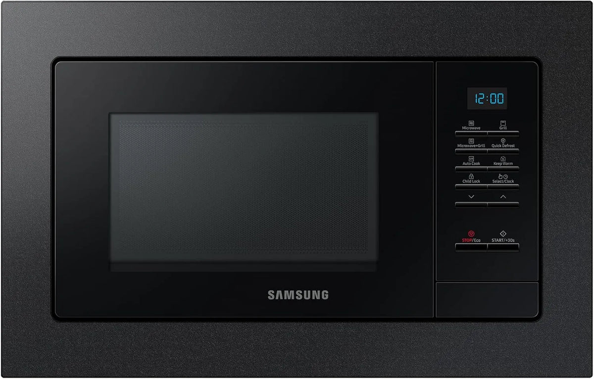 Samsung MG20A7013CB/EG Forno a microonde, 28 cm, 20 L, 850 W, grill, da incasso, piastra Crusty Plate, interno smaltato antigraffio, colore