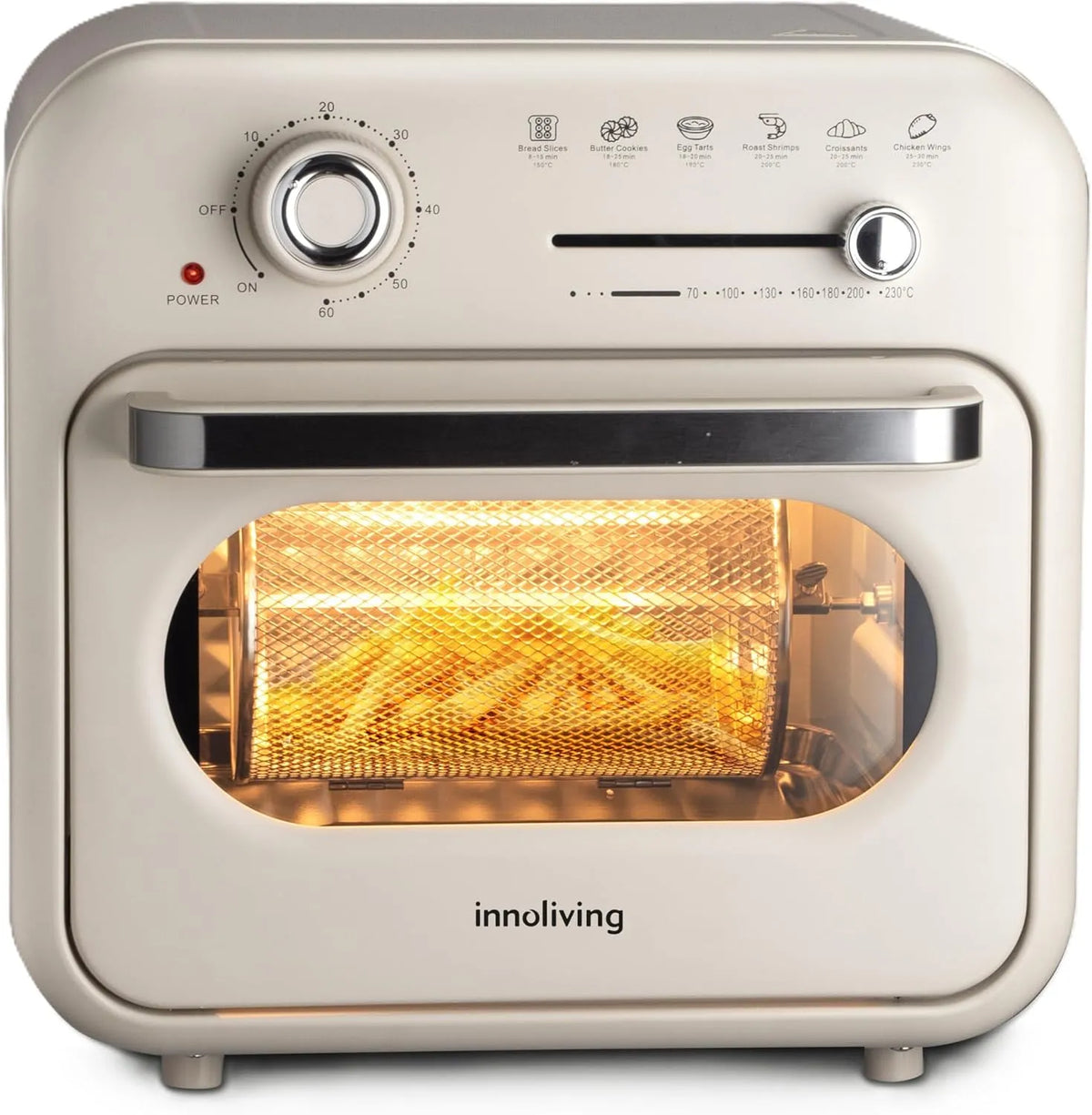 Forno elettrico, 16 L, 1400 W, Innoliving 60min, timer, Innoliving INN‐893C Forno e Friggitrice ad Aria 16L con 5 Accessori, 1400W, prodotto 2 in 1
