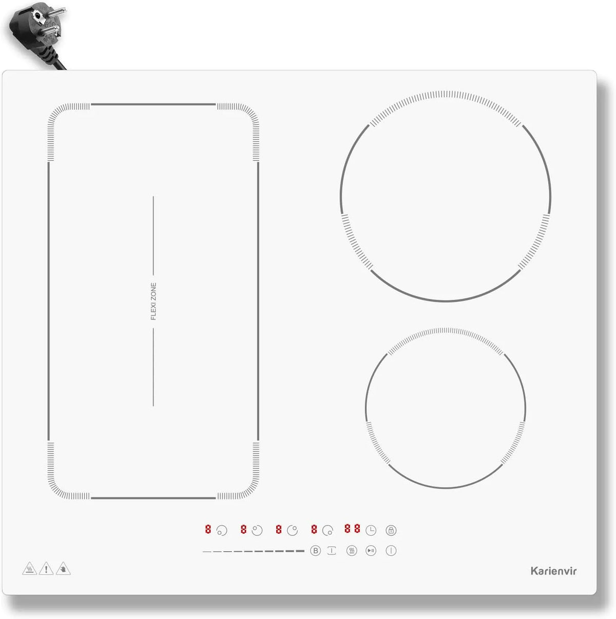 Piano cottura a induzione, 60cm, 4 fuochi, piastra a induzione, bianco