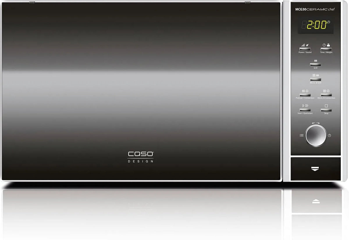 Caso 3in1 MCG30 Forno a microonde, 30 L, 2100 W, grill, acciaio inox, argento, funzione forno fino a 200°C, griglia per 2 livelli, base in vetro