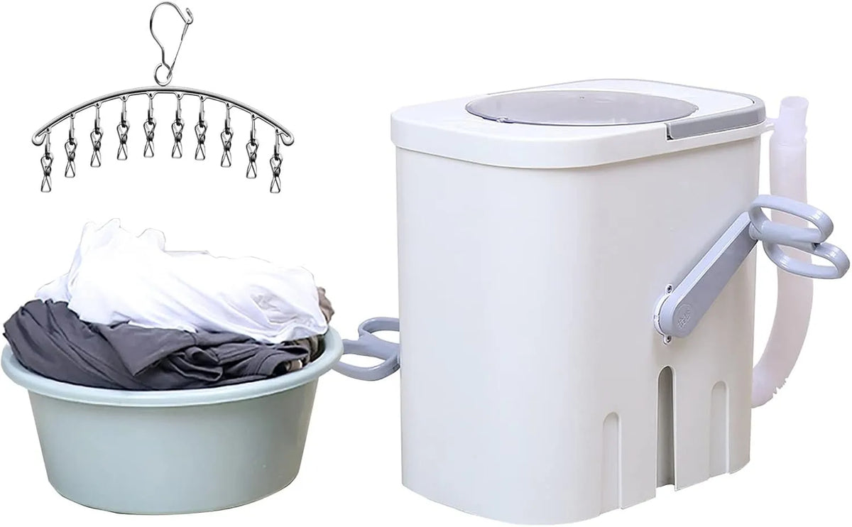Prodotto 5 kg, Rondella portatile a carica dall'alto con capacità di 3, manovella manuale in acciaio inox, efficiente dal punto di vista energetico