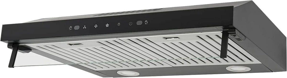 Cappa aspirante S6001-SS, 60 cm, cappa da cucina, touch, 3 livelli, 2 LED, touch screen, per appartamenti, roulotte, cucine, ristoranti, hotel