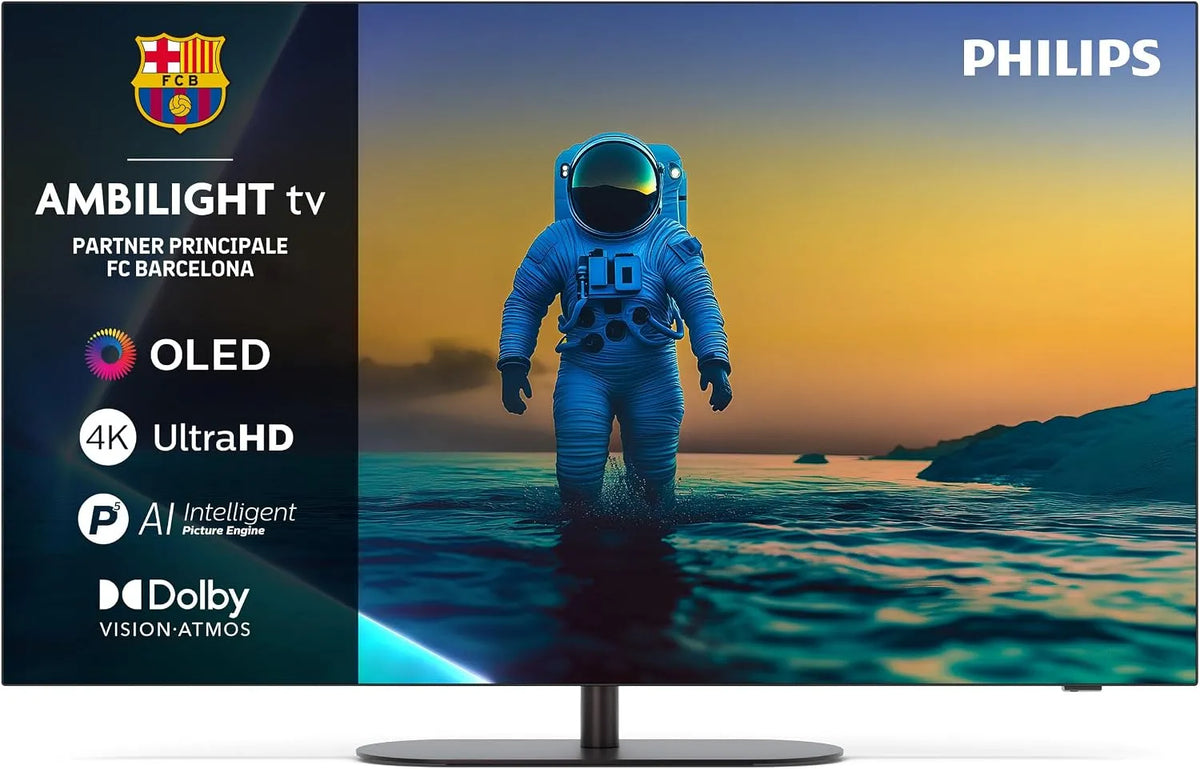 Philips 55OLED820 Smart TV, televisore, 4K UHD, pannello IPS, Google Assistant, Alexa e Siri, Dolby Vision e Atmos Sound, Philips Ambilight 55OLED820