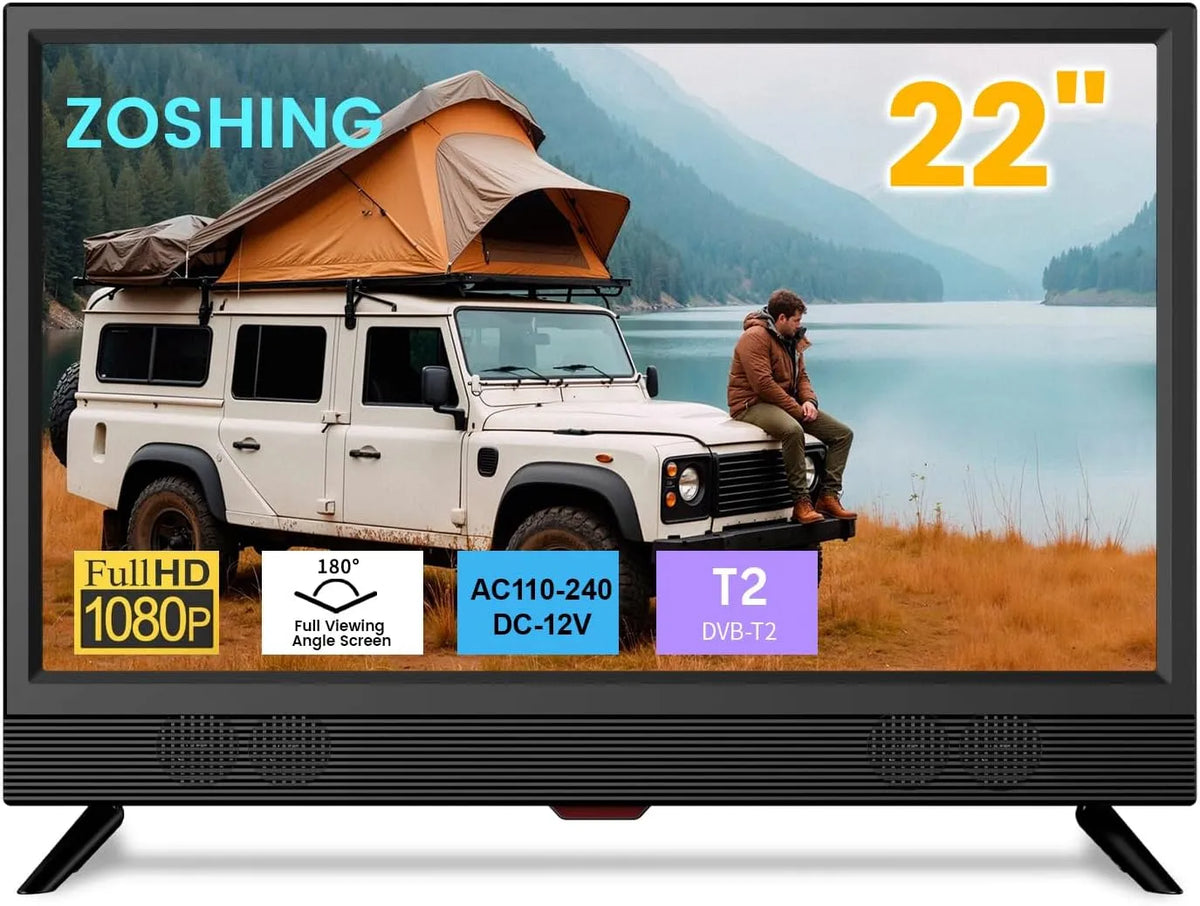 Smart TV 1080P, 22 pollici, televisore, HDMI, USB, pannello IPS, VGA, TV 12 volt integrato sintonizzatore digitale T2, piccola TV con ricevitore