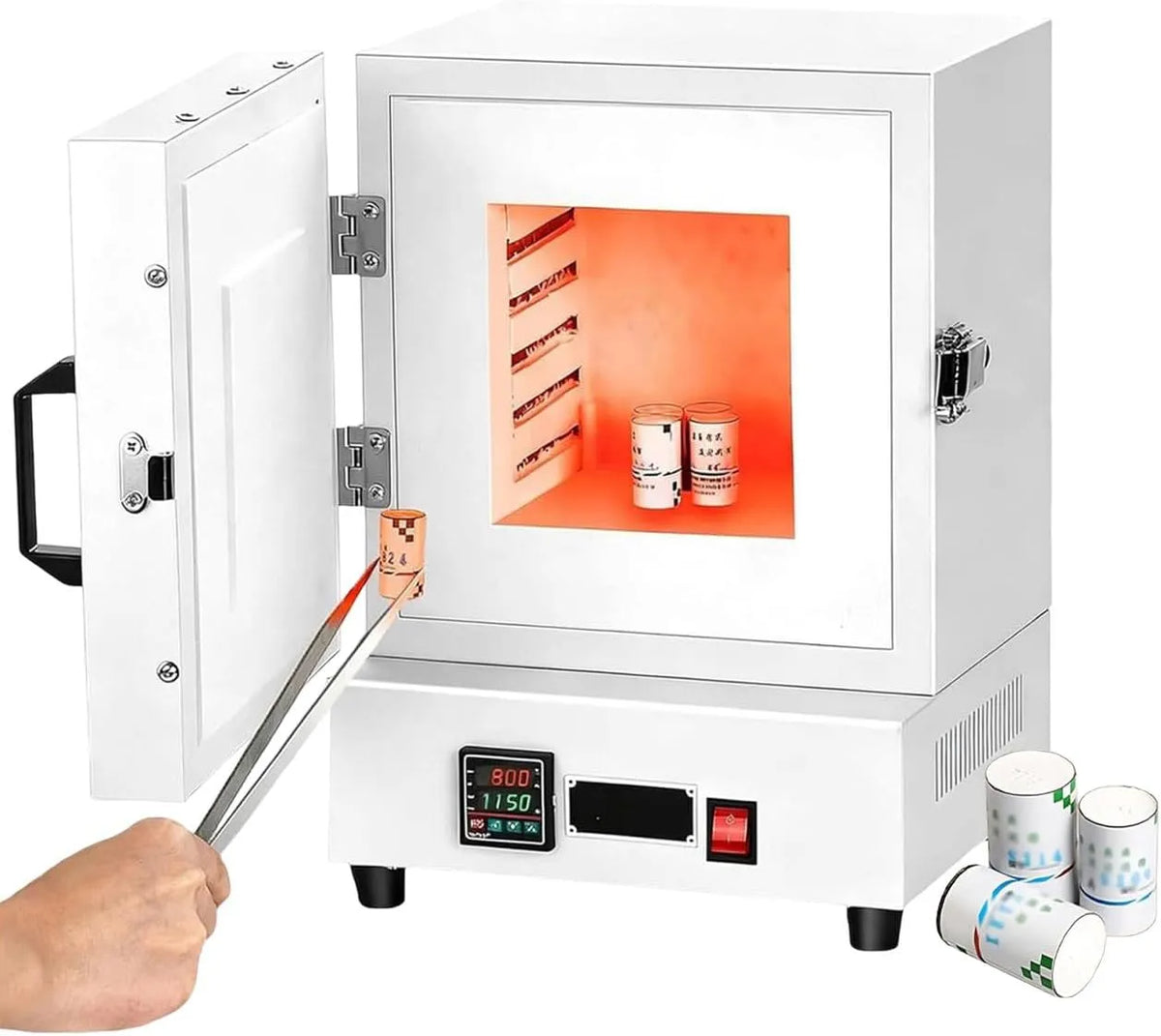 Forno elettrico, 2000 W, 2 zone di temperatura, Smaltatura di Ceramiche e Progetti Fai da Te, Temperatura Massima 1150 °C, Fusione di Metalli