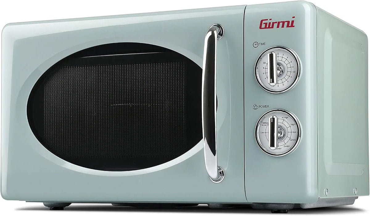 Forno a microonde, 20 L, 800 W, Girmi FM21 700+800W, timer, scongelamento, verde, Timer 30 min, 20 Litri, Vintage Design, Cottura combinata, Funzione