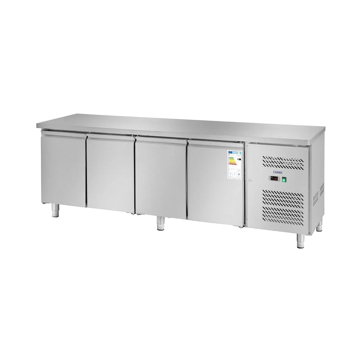 Frigorifero, 450 L, 343 W, Royal RCLK-S49 R290, ristorazione, acciaio inox, 2 scomparti refrigeranti, Royal Catering RCLK-S49 Tavolo Refrigerato Banco
