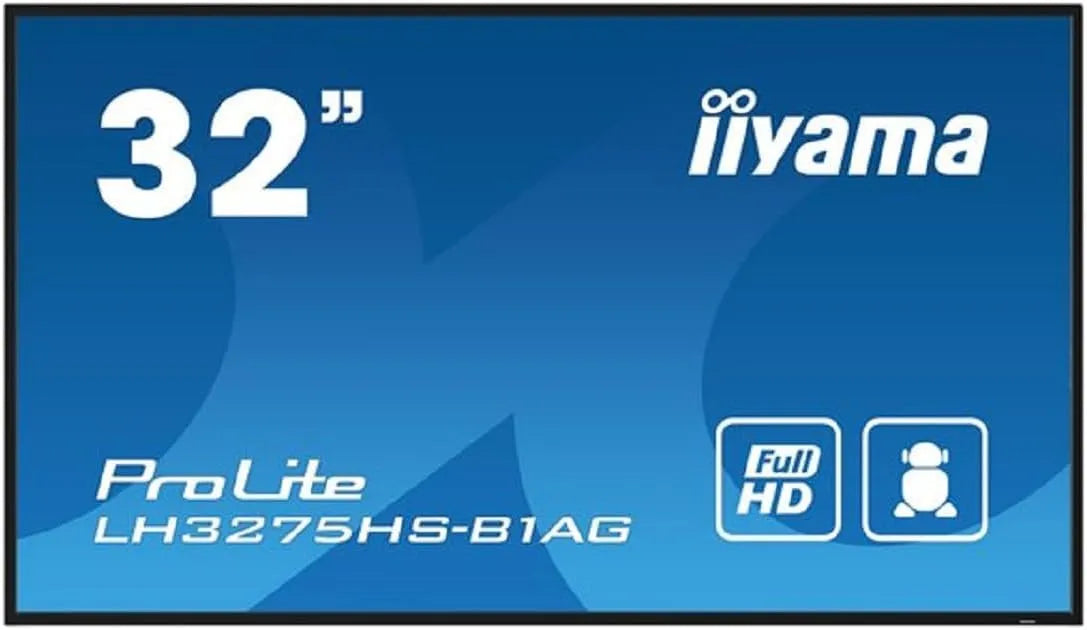 Display digital signage, 32 pollici, display pubblicitario LCD, Iiyama Lh3275hS-B1ag, Wi-Fi, Android OS, Full HD, nero, Lcd Wlan 500 Cd, 3 Cm