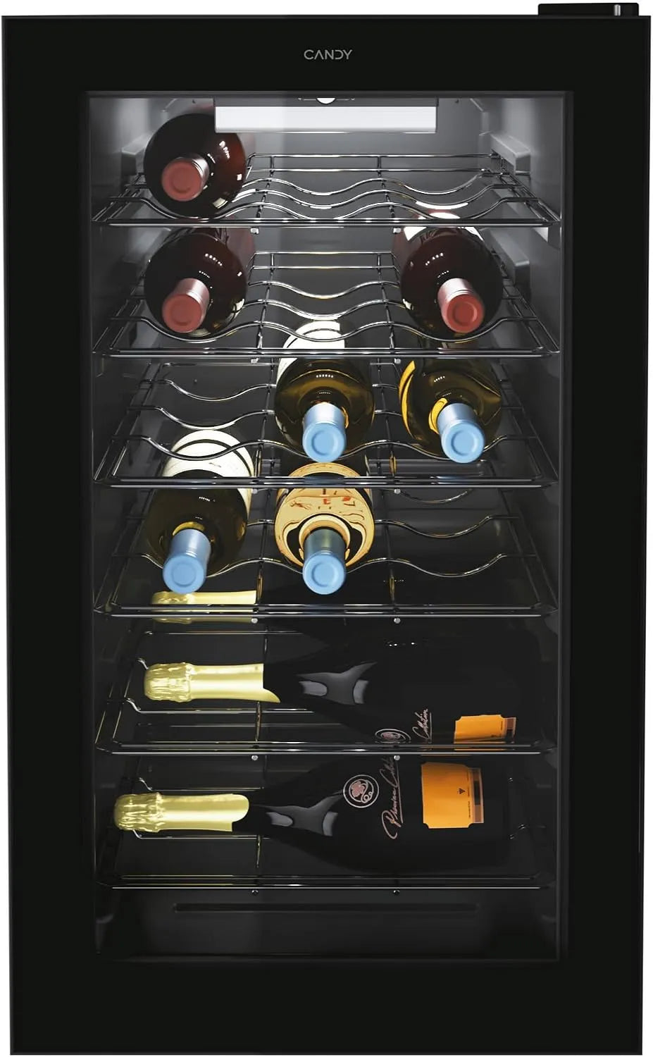 Candy Cantinetta vino, 70 x 40 x 54.5 cm, 21 bottiglie, vetro, libera installazione, CWC 021 M, NF, App hOn, Luce LED, Controllo Meccanico, Porta in