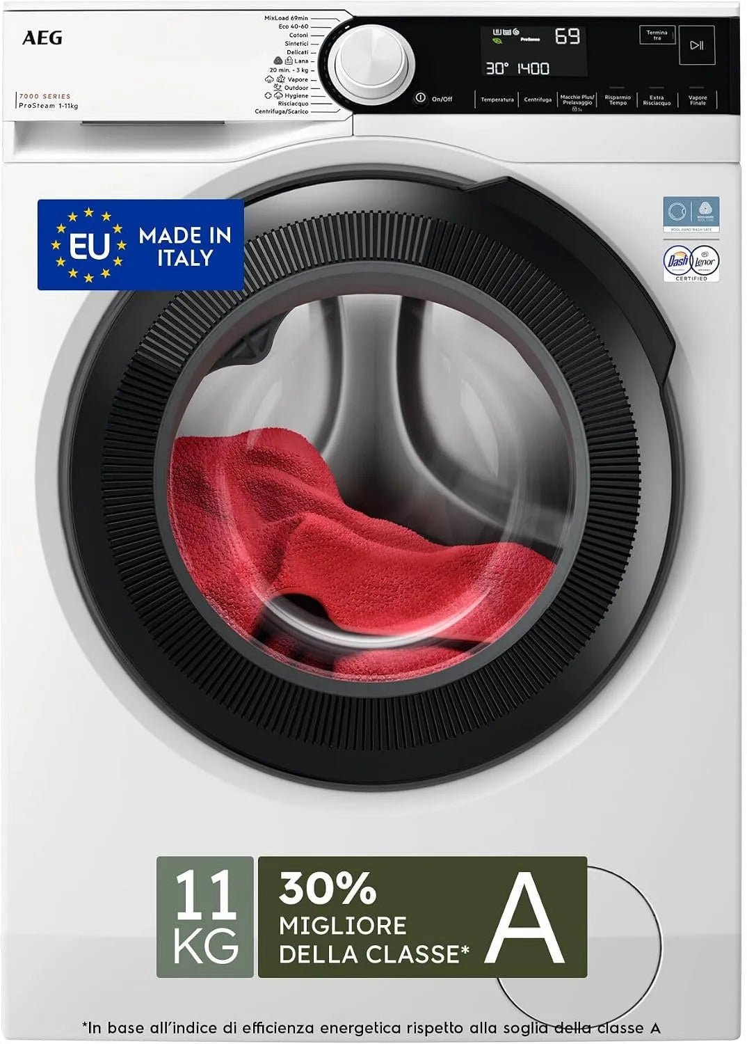AEG LR7FD114B Lavatrice, 11 kg, AEG LR7FD114B Lavatrice Carica Frontale 11 kg ProSteam CareDrum XL
