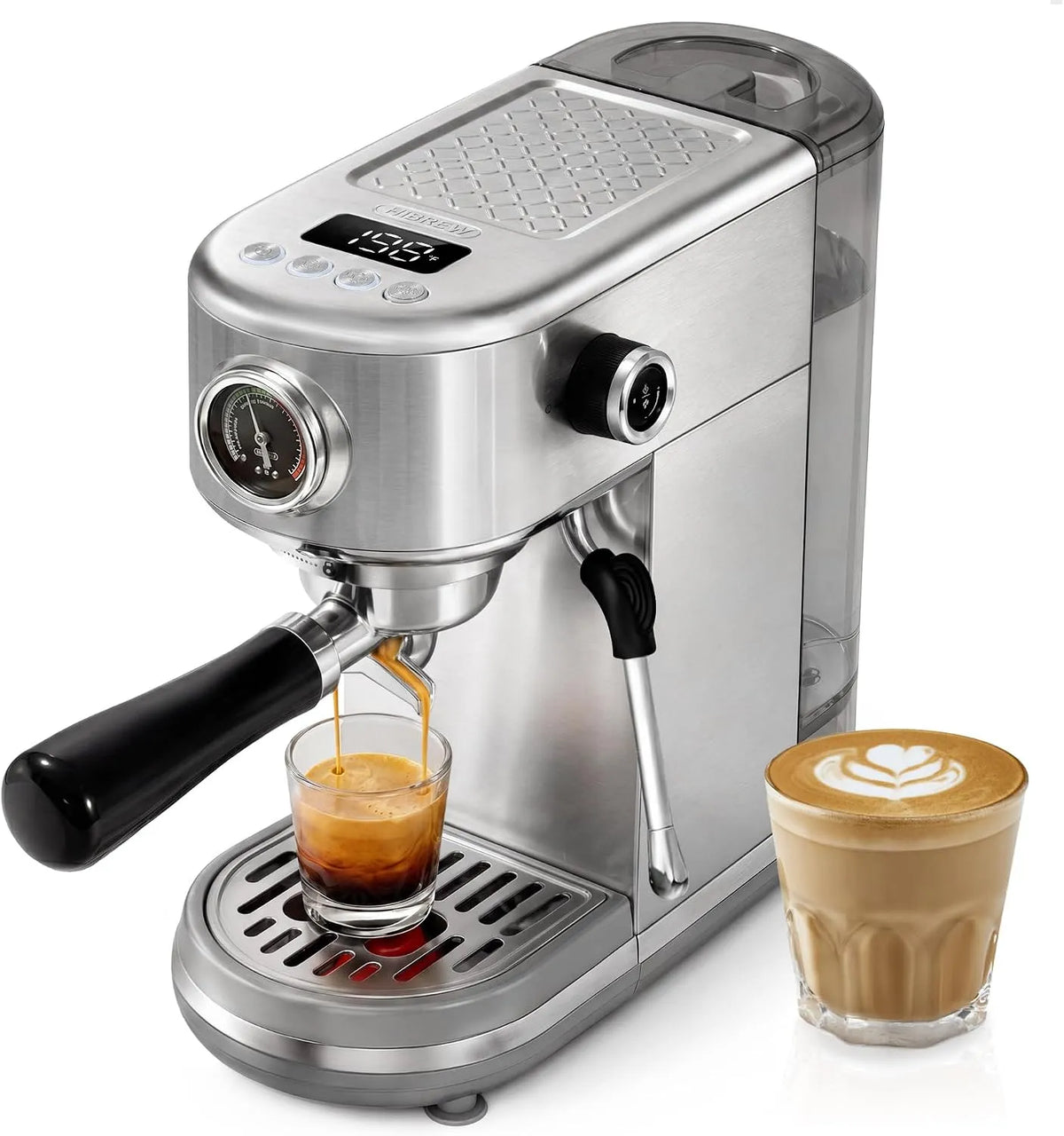 Macchina da caffè, HIBREW Macchina da Caffè Espresso Programmabile con Display LED e Manometro