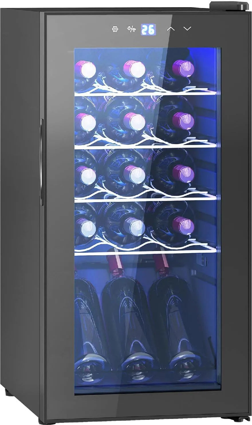 Cantinetta vino, 44 L, 15 bottiglie, nero, Cantinetta Vino Frigo per 15 Bottiglie Capacità 44L con Controllo Temperatura e Ripiani Regolabili Nero