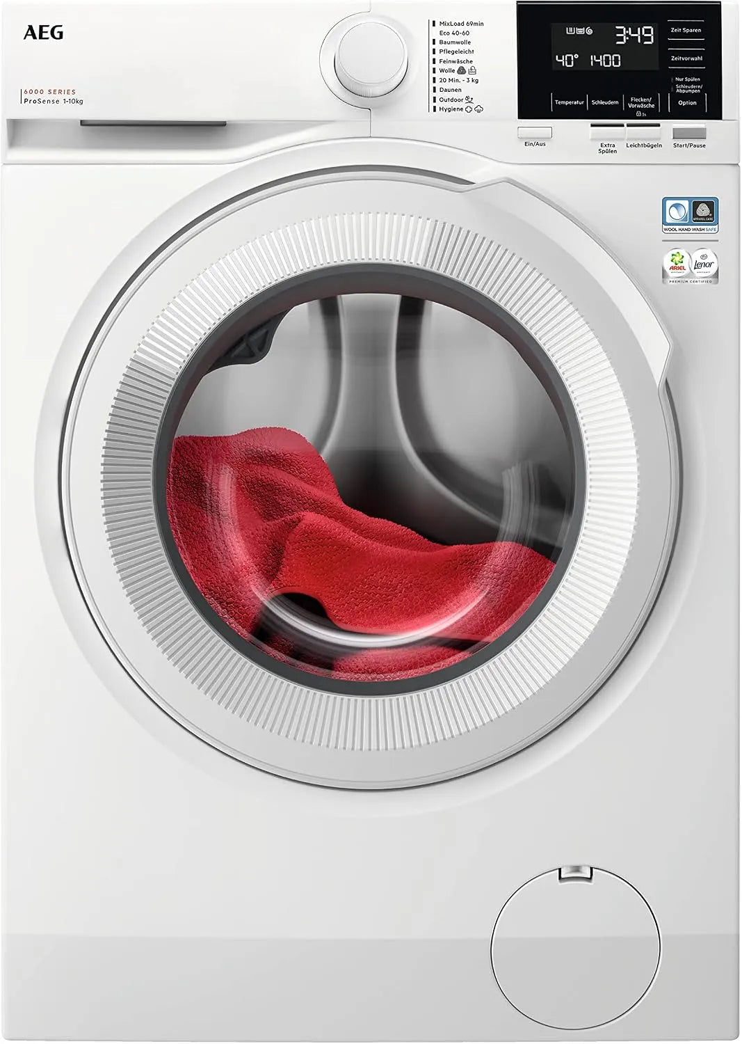 Dell LR6F60400 Lavatrice, 10, 0 kg, 1400 giri, min, AEG, silenziosa, quantità automatica, funzione di recupero, sicurezza bambini, tamburo
