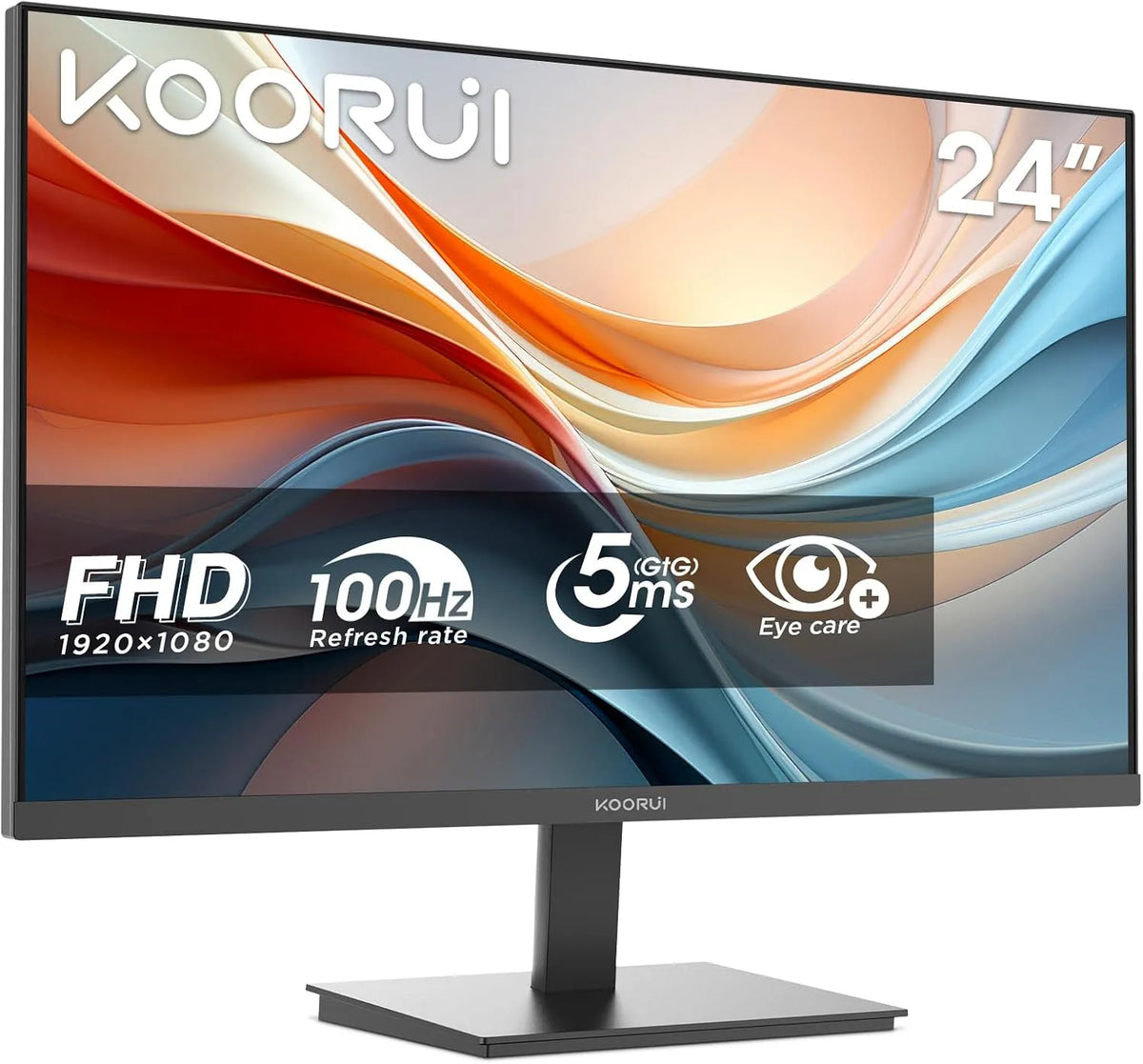 Monitor, 24 pollici, 100 Hz, KOORUI E2412F, Full HD, pannello VA, KOORUI Monitor Ufficio 24 Pollici VA FHD 100Hz Eye Care Schermo E2412F