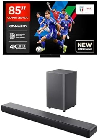 Google 85Q7C S55H Smart TV, televisore, 4K UHD, QLED, HDR, nero, Google TV Sound Bar S55H Nero 40W