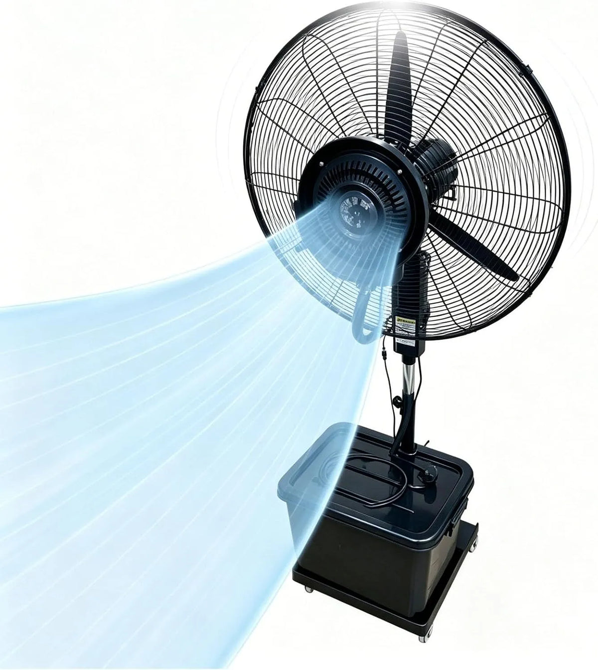 Ventilatore 160-200cm, 42 L, 3 livelli, oscillazione, professionale, ⌀81cm, Ventilatore ad Acqua per Terrazza, Altezza Regolabile 160-200cm, Giardino