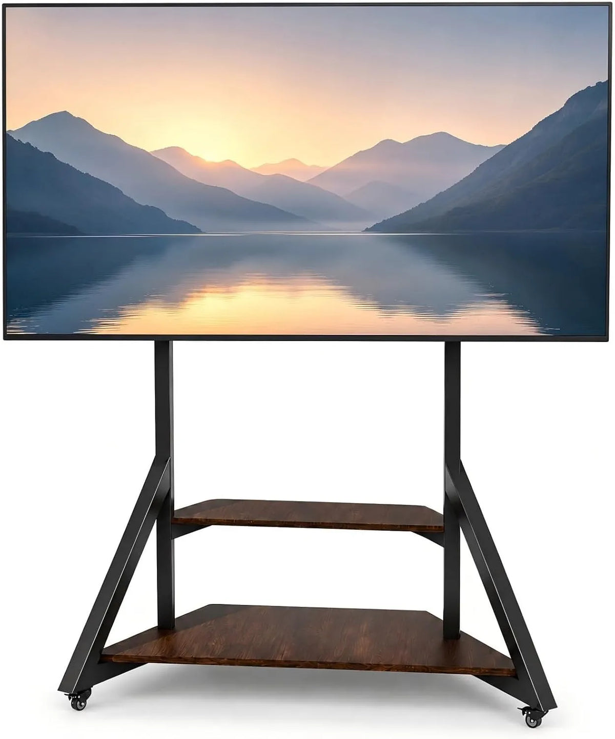 Smart TV, 75 pollici, 600x400mm, televisore, UNHO Supporto TV da Terra: Mobile Supporto TV da Pavimento Ripiani Legno Bello Design Porta TV da Terra