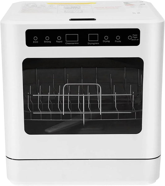 Lavastoviglie, 43 x 39 cm, 800 W, 4 programmi, 52 dB, UV e aria calda, 6-8 coperti, compatta, ideale per casa e cucina, silenziosa