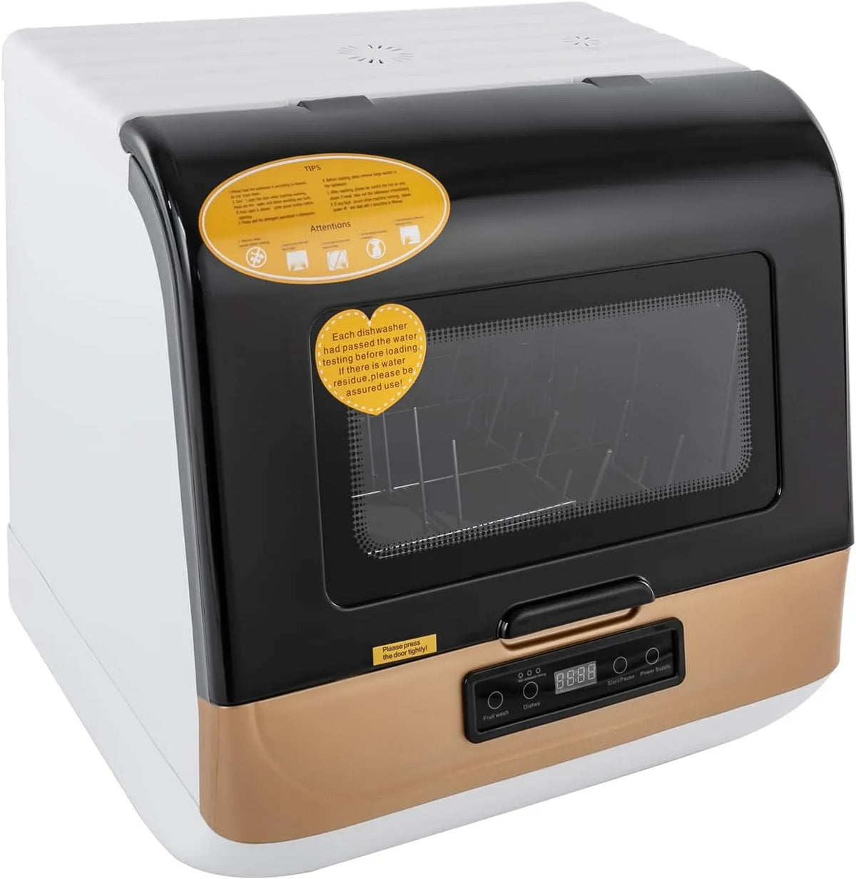 Lavastoviglie, 45 x 40 x 44, 8 cm, 220 V, Design Oro per Cucine Piccole Appartamenti e Camper, 6 Set 220V con Essiccamento Rapido