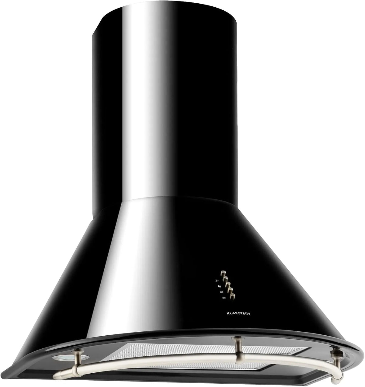 Klarstein m3/h Cappa aspirante, 60 cm, 615 m3/h, classe energetica E, cappa da cucina, montaggio a parete, 3 livelli, acciaio inox, nero, Filtrante
