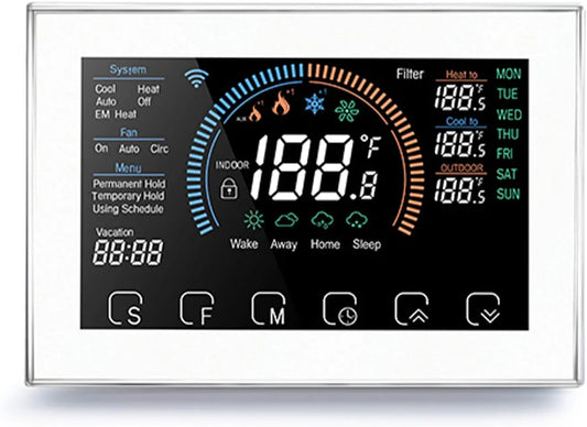 Prodotto Termostato Smart Control Touch con Adattatore a Filo C per Casa, Cuifati Termostato della Pompa di Calore Intelligente, WHITE