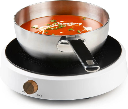 9 livelli di temperatura, Piastra per cottura a induzione, superficie in ceramica di alta qualità, Ø 26 cm, DOMO DO30112IP, colore: Bianco