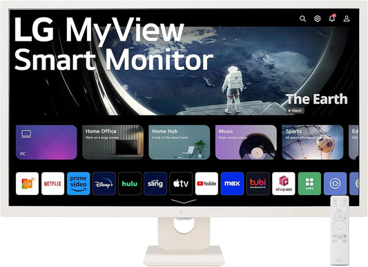 LG 32SR50F Monitor, 32 pollici, 1920 × 1080, 2 HDMI, Wi-Fi, Full HD, pannello IPS, USB, bianco, Audio Stereo 10W, 2x HDMI, 1x USB, WiFi, Miracast
