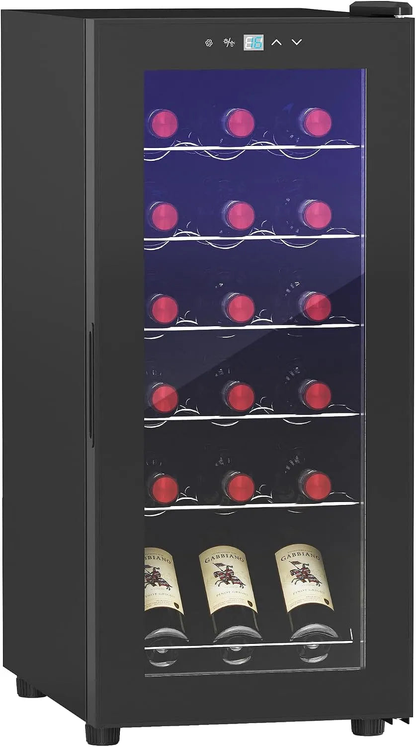 Cantinetta vino 34.5x45x78cm, 18 bottiglie, HOMCOM Cantinetta Vino Refrigerata per 18 Bottiglie Anti-UV 34.5x45x78cm