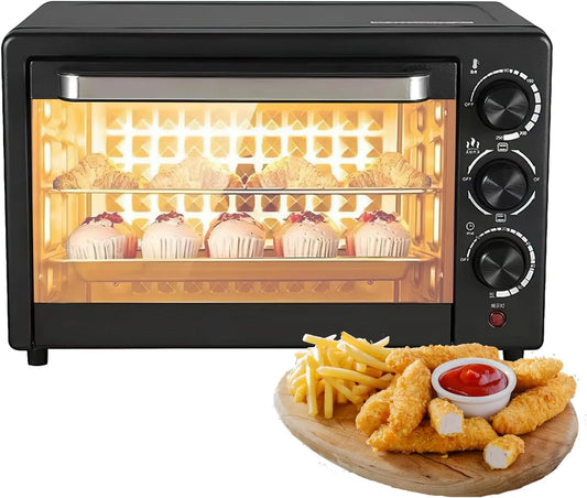 Forno elettrico per pizza, 22 L, timer, grill, 2 zone di temperatura, Timer 60 min, Temperatura Regolabile Da 90° A 250°, Mini Forno Con 1 Vassoio E 1