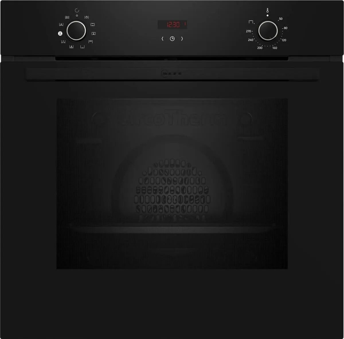 NEFF B1CVD0AK3 N30 Forno elettrico, 60 x 60 cm, da incasso, effetto 3D, vapore, nero, Base Steam, display LED, aria calda 3D, CircoTherm, Easy Clean
