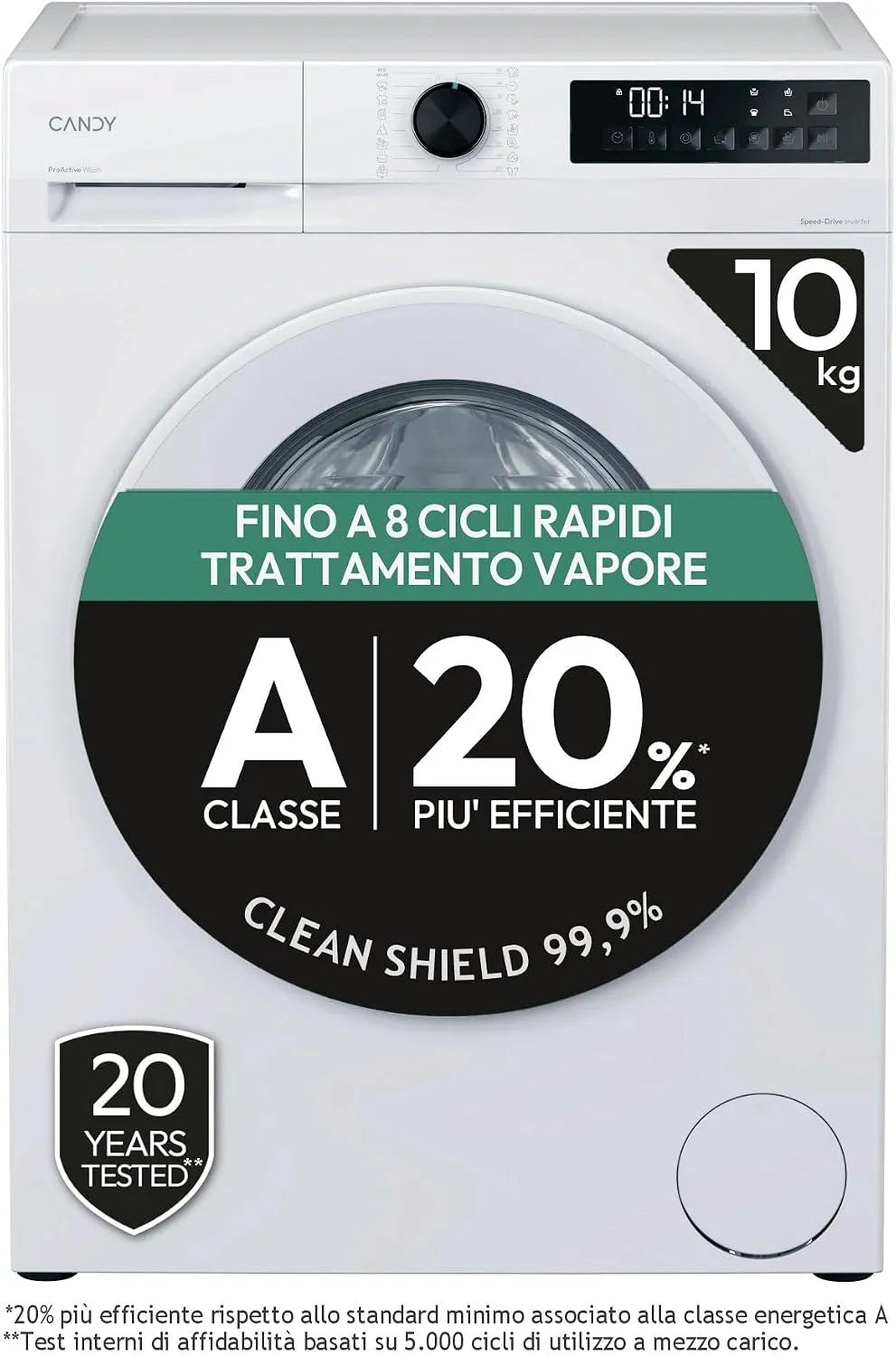 Candy Lavatrice, 10 kg, classe energetica A, bianco, 1400 Giri, Classe A-20%, Bianca