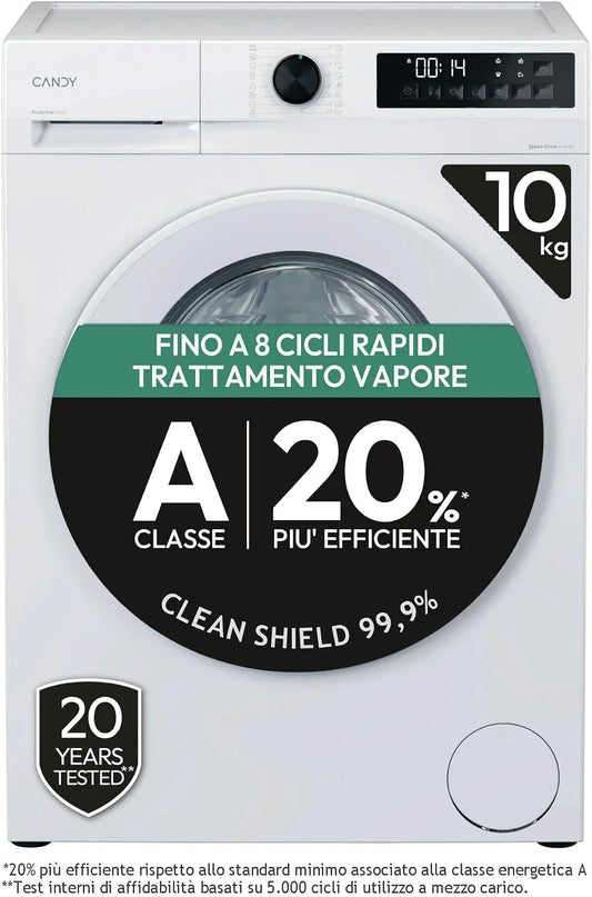 Candy Lavatrice, 10 kg, classe energetica A, bianco, 1400 Giri, Classe A-20%, Bianca
