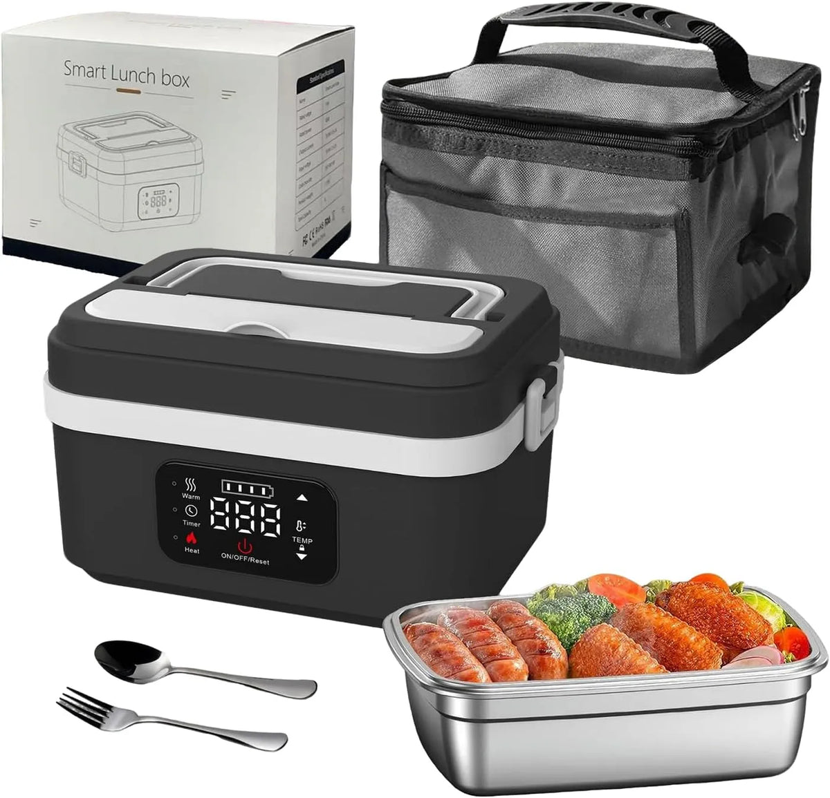 Prodotto 1 l 16000 mAh, Scatola per il pranzo elettrica senza fili per adulti, ricaricabile, ciotola riscaldata, per viaggi, ufficio, picnic, nero