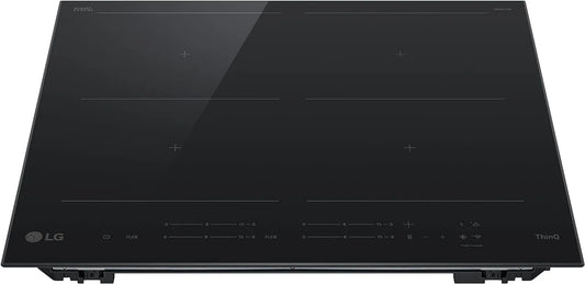 LG CBIZ2437B Piano cottura a induzione, 60cm, 4 fuochi, piastra a induzione, Boost, touch, Wi-Fi, 4K UHD, nero, 4kW, Potenza da 2, 5 a 7, 2 Zone Flex