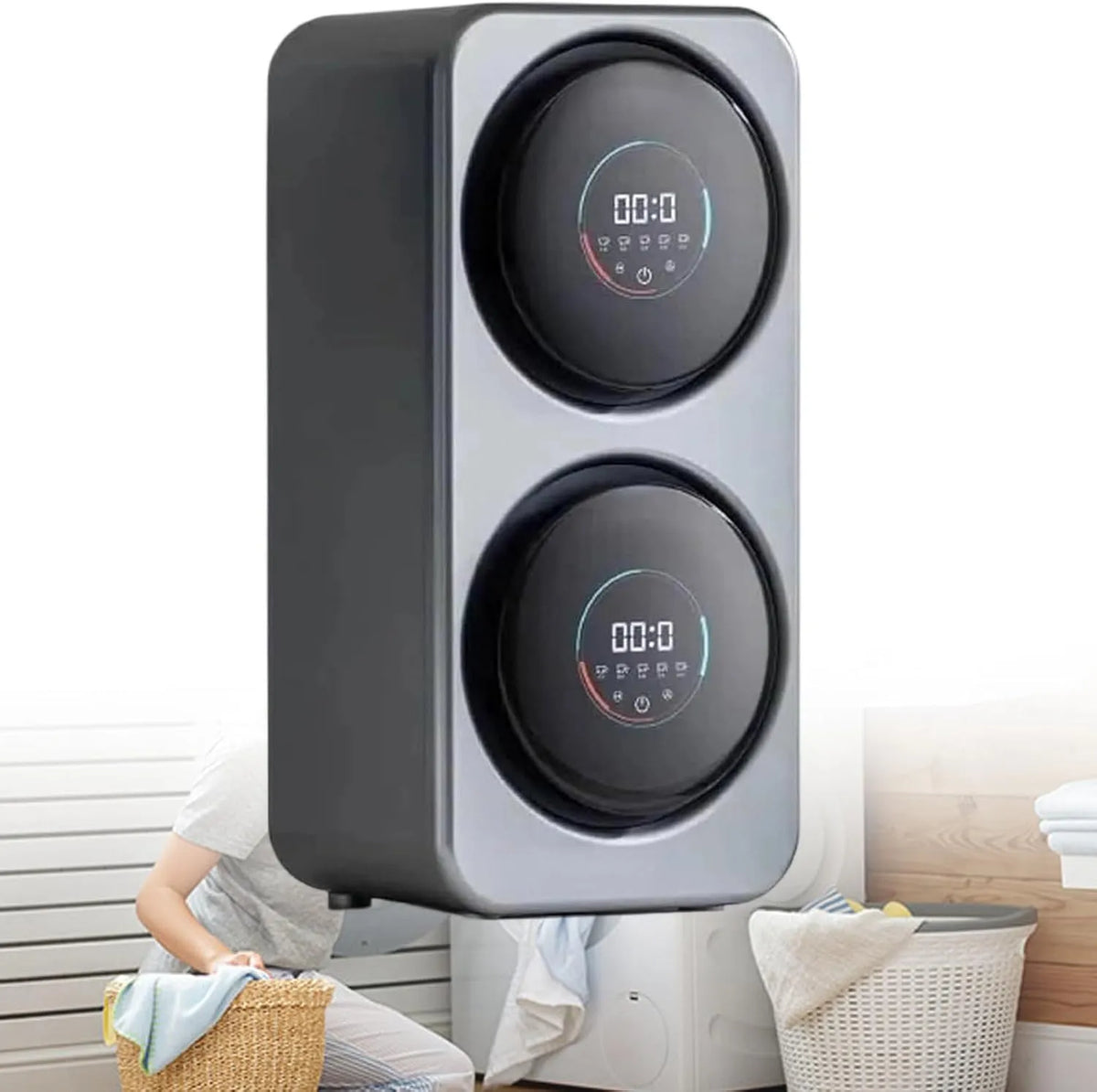 Lavatrice S5Wall-mountedmodel-gray, portatile, grigio, Per Appartamenti, Lavatrice 2 In 1 Per La Pulizia Di Biancheria Intima E Calzini