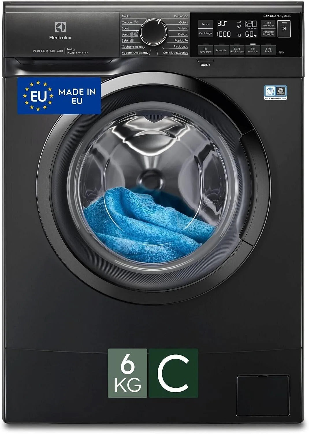 Electrolux EW6SBLACK Lavatrice, 6 kg, classe energetica C, stretto, argento, Classe di efficienza energetica C
