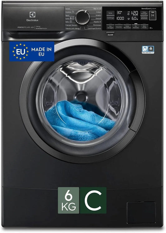Electrolux EW6SBLACK Lavatrice, 6 kg, classe energetica C, stretto, argento, Classe di efficienza energetica C