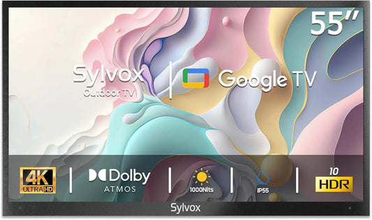 Google 1000Nits Smart TV, 55 pollici, televisore, 4K UHD, HDR, esterno, IP65, 4K HDR10, IP55 Impermeabile