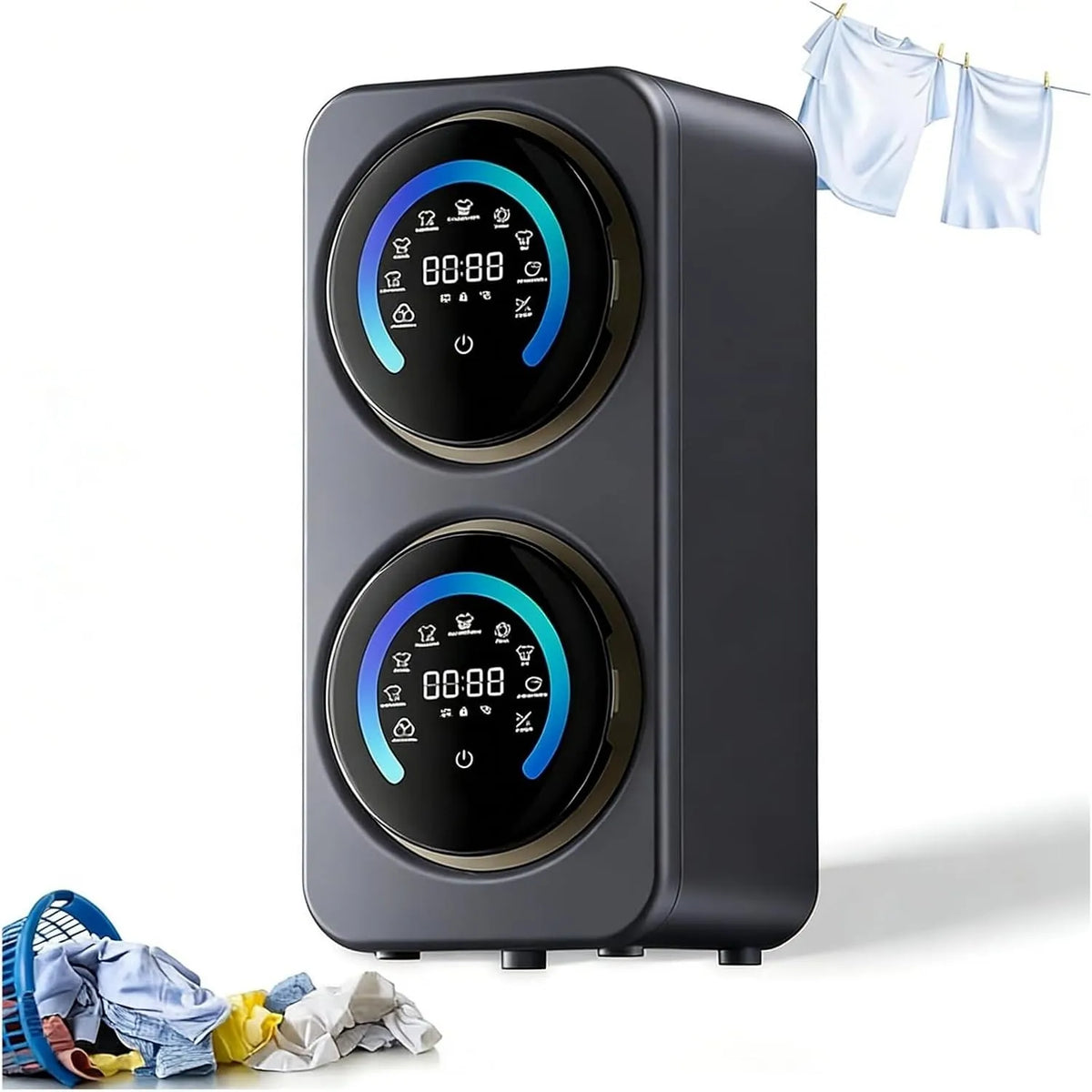 Lavasciuga, 5 L, lavatrice, asciugatrice, professionale, acciaio inox, Doppie Vasche In Acciaio Inossidabile Da 3, 5 Litri, 5 Cicli Di Lavaggio