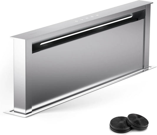 Klarstein Cappa aspirante, 90 cm, 604 m3/h, cappa da cucina, touch, timer, Flusso d'Aria 604m3
