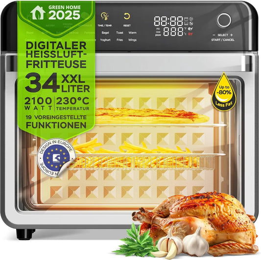 Forno elettrico, 34 L, 2100 W, 40 a 230 °C, TurboTronic 19in1, grill, TurboTronic Multi-Smart-Forno - 19in1 Forno a Convettore & Friggitrice ad Aria