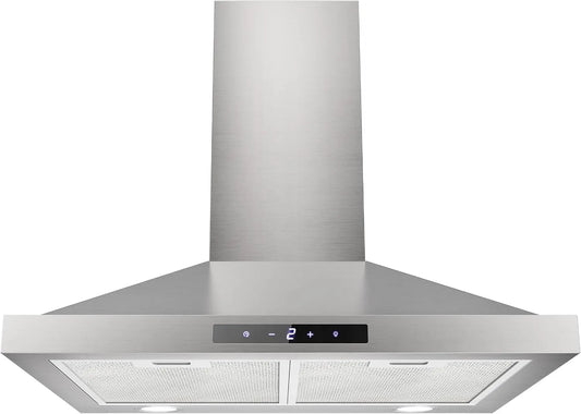 Cappa aspirante, 60cm, 335 m3/h, cappa da cucina, FIREGAS, 3 velocità, montaggio a parete, acciaio inox, ricircolo 335m3, h con filtro a carboni